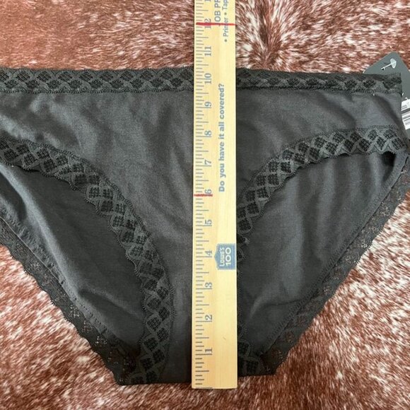 Natori Bliss Cotton Lace Trim Brief 2-Pack Coal Gray Black XL Panties NWT - Picture 10 of 10